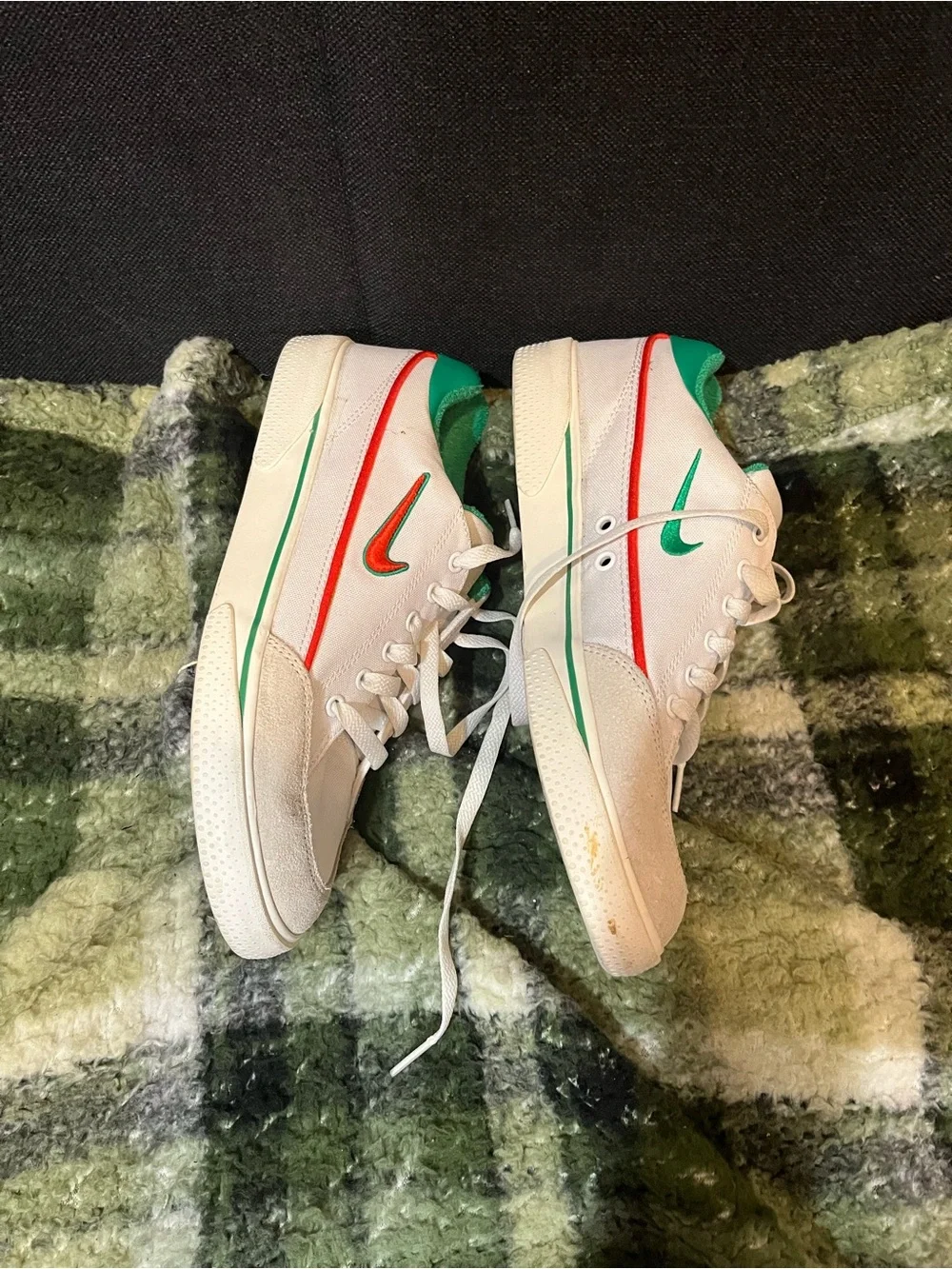 Kids White and Green Casual Sneakers